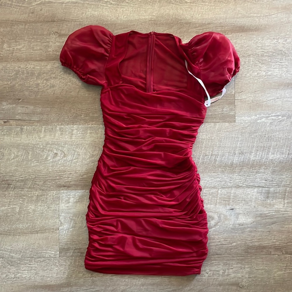 Missguided Red Ruched Mini Dress